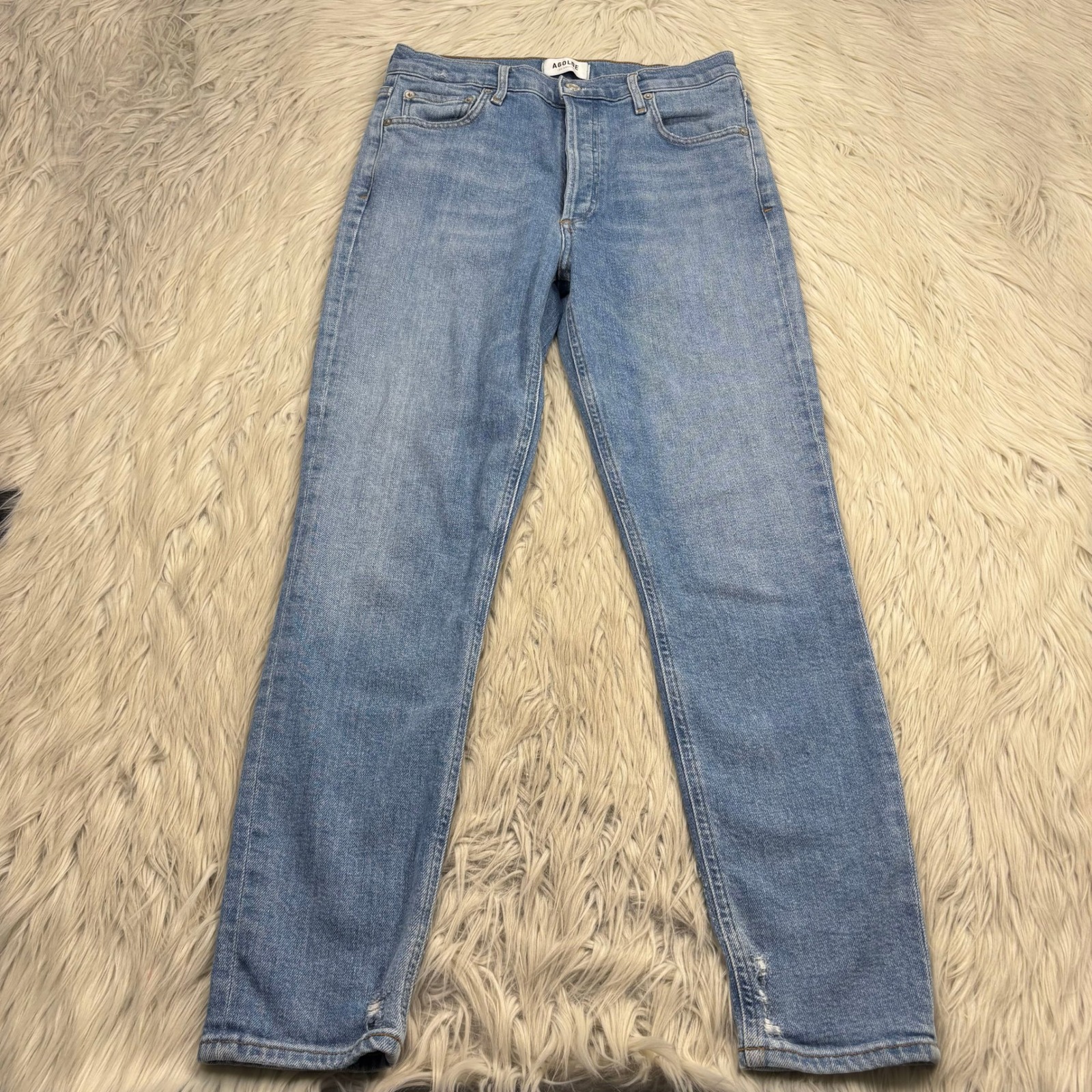 Agolde Women's 27 Nico High Rise Slim Fit In Embark Light Wash Button Fly